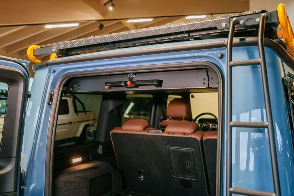LETECH Upper Storage Compartment seamlessly integrated into the rear roof area of a G-Class (463A/W465)
