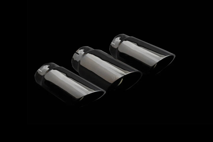 Polished black chrome exhaust tips on iPE performance exhaust for Mercedes G500