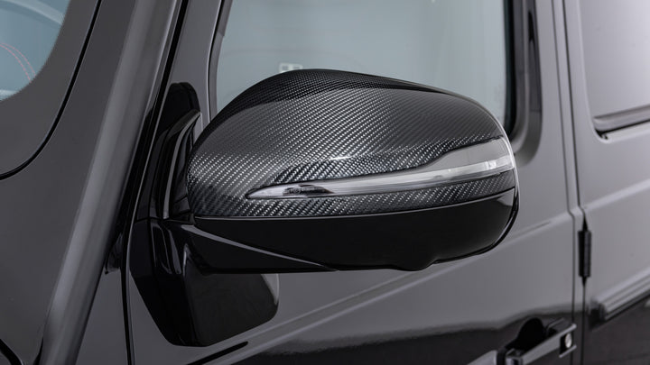 Brabus Carbon Fiber Mirror Covers for Mercedes-AMG G63 (W463A) - Matte/Glossy Finish with Premium Carbon Weave