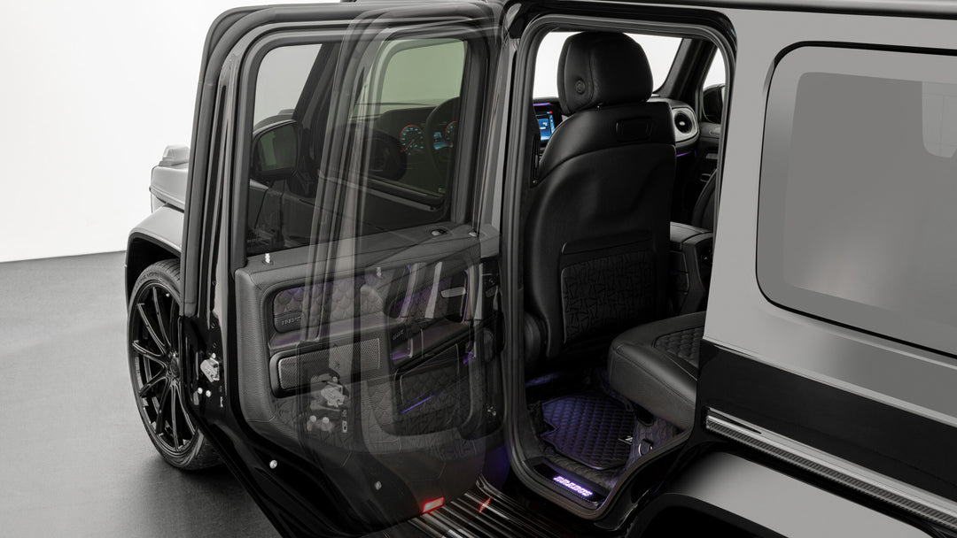 Brabus Easy Open Rear Door Hinges for Mercedes-Benz G-Class, allowing a wider opening angle for enhanced accessibility and convenience.
