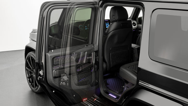 Brabus Easy Open Rear Door Hinges for Mercedes-Benz G-Class, allowing a wider opening angle for enhanced accessibility and convenience.