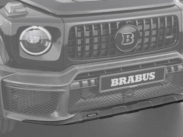 BRABUS Carbon Fiber Front Spoiler Lip for Widestar Kit, enhancing aerodynamics and aesthetics of the Mercedes-Benz G-Class W463A