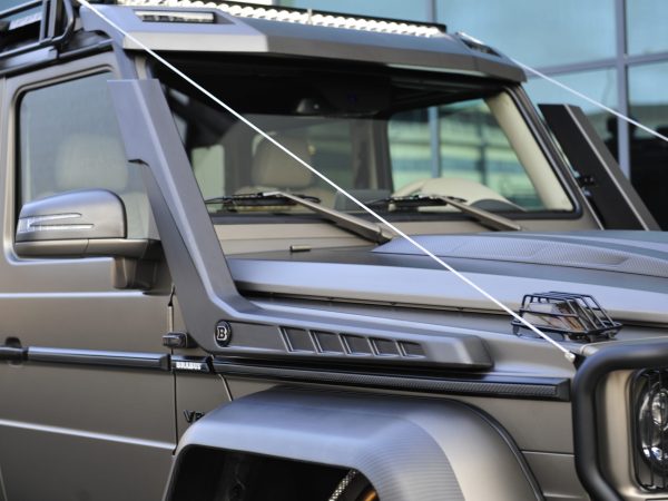 BRABUS Adventure Package Branch Deflectors installed on a Mercedes-Benz G-Class 4x4², showcasing rugged design and windshield protection