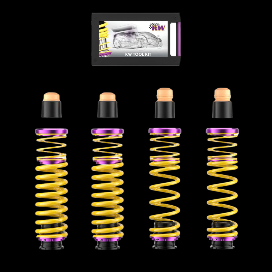 KW height-adjustable springs with threaded adjustment for precise ride height control on Mercedes G-Class.