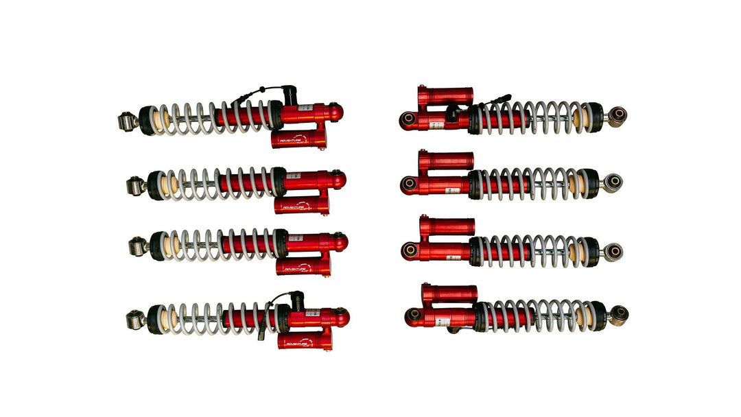 Close-up of LETECH’s aluminum threaded shock absorbers, highlighting precision engineering and TÜV certification