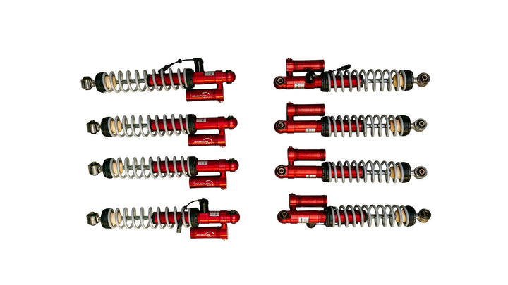 Close-up of LETECH’s aluminum threaded shock absorbers, highlighting precision engineering and TÜV certification