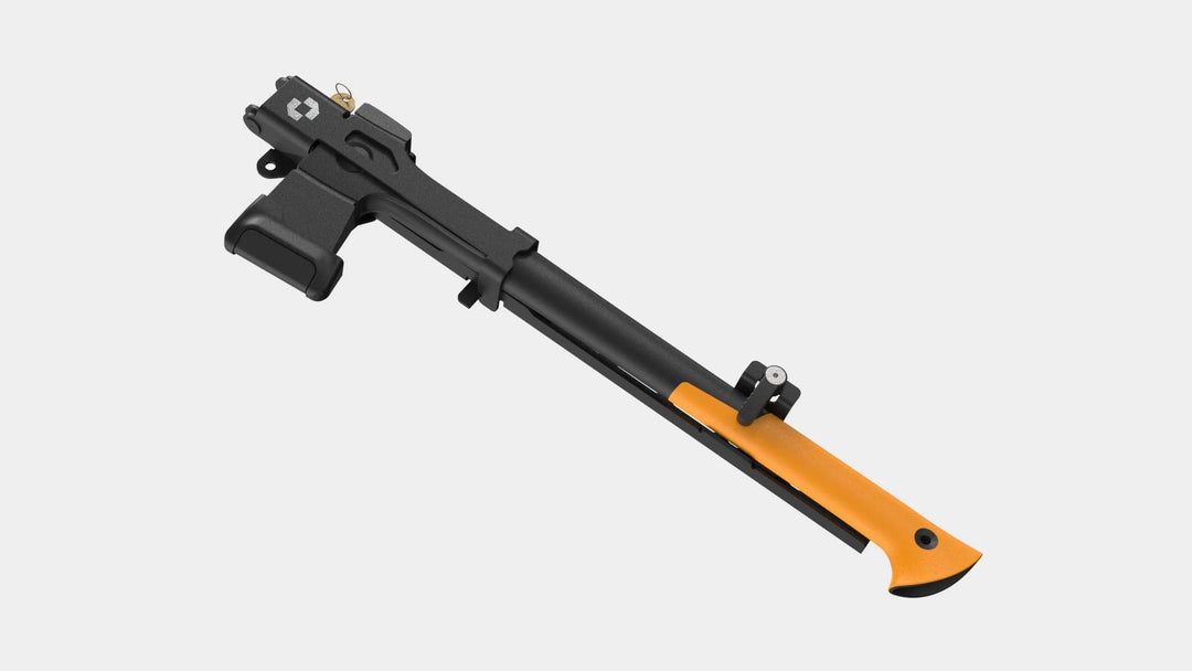 LETECH Axe Holder Quickmount installed on a roof rack, showcasing its secure and convenient design.