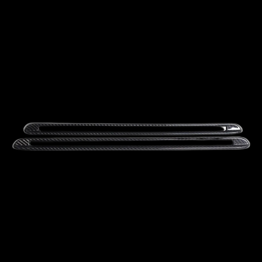 Urban Automotive carbon fiber C-pillar trim set for Mercedes-Benz G-Wagon (W463), featuring high-gloss forged weave and direct OEM-fit installation.