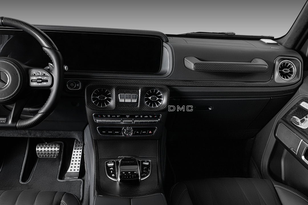Mercedes-AMG G63 door panel with DMC carbon fiber trim - seamless LHD/RHD compatibility