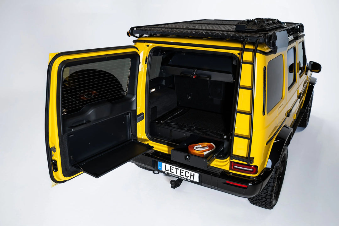 LETECH Storage Box Drawer System installed in a G-Class, showcasing its organized and accessible design.