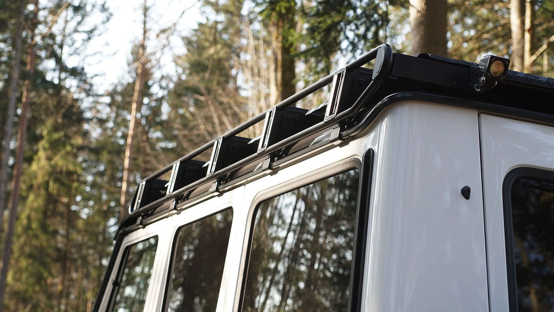 Elevate your G 500 4x4²'s off-road capabilities with the LETECH Roof Rack for secure gear transport.