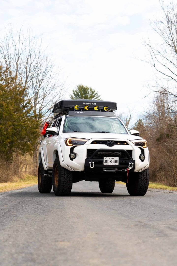 Close-up of the iKamper Skycamp 3.0 Mini's durable hardshell construction and streamlined aerodynamics, highlighting its ruggedness and style.