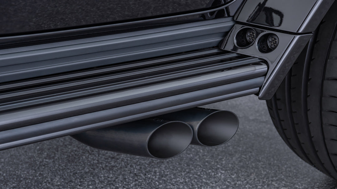 BRABUS Sport Exhaust System with valve control for Mercedes-AMG G 63 (W463A), featuring high-grade stainless steel construction black chrome tailpipe option