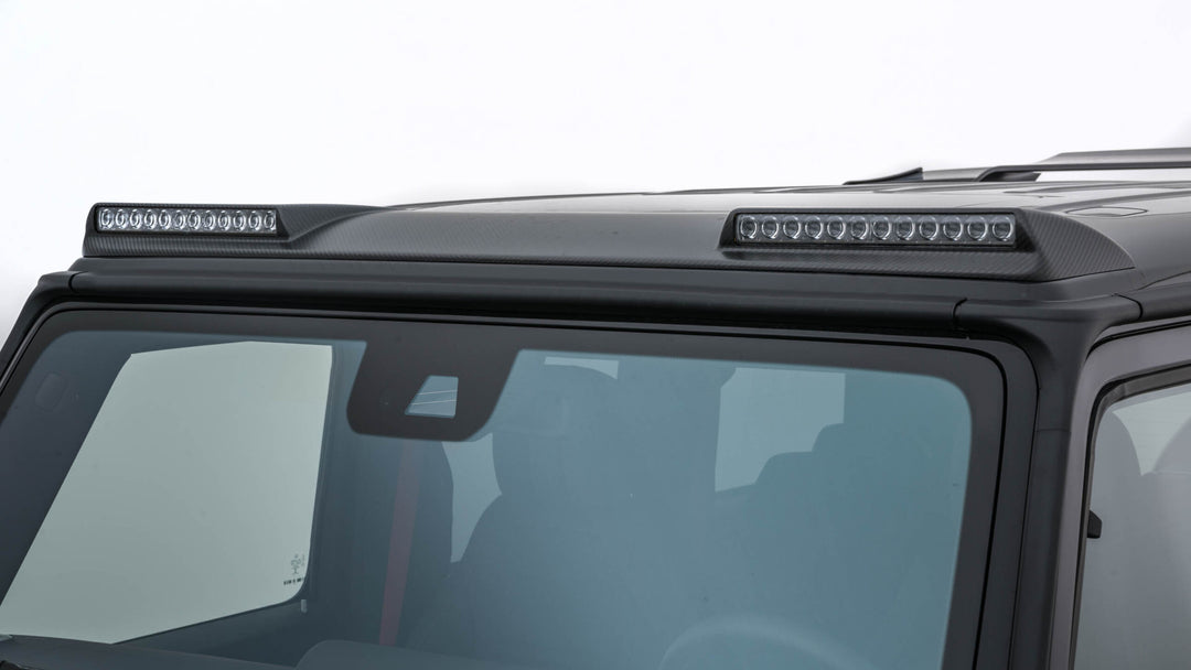 Brabus Carbon Fiber Front Roof Spoiler with LED Bars for Mercedes-Benz G-Class W464A – Gloss Finish Enhances Style and Visibility