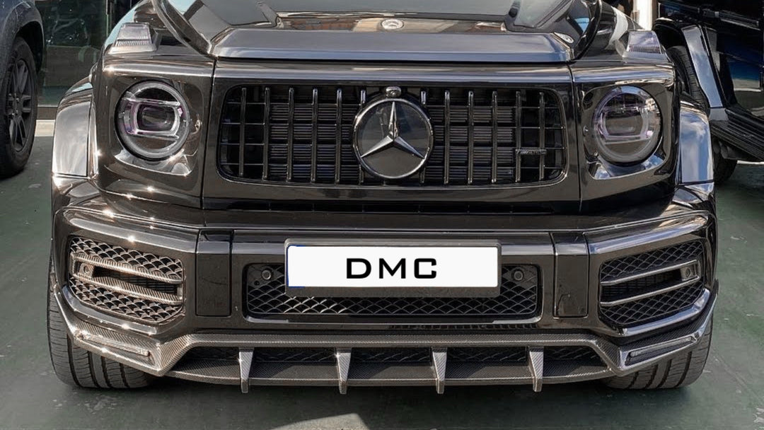 DMC carbon fiber front splitter transforming Mercedes-AMG G63 W464 with motorsport-inspired aggression