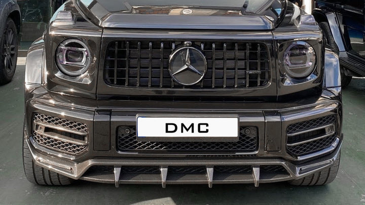 DMC carbon fiber front splitter transforming Mercedes-AMG G63 W464 with motorsport-inspired aggression