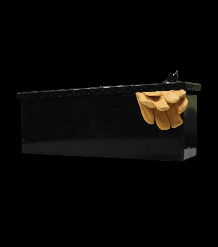 Close-up of the GOBI Small Tool Box’s durable aluminum construction and checker-plated anti-slip lid