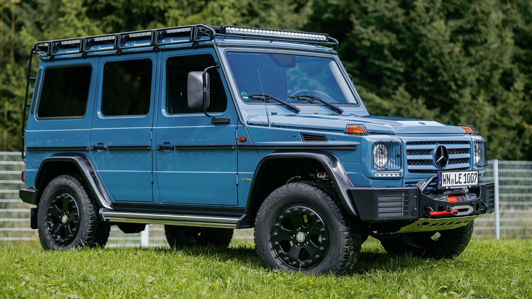 LETECH Roof Rack installed on a Mercedes-Benz G-Class (W460/461/463), showcasing low-profile design and rugged durability