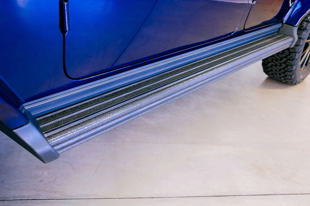 LETECH Anti-Slip Coating in Matte Black on Mercedes-Benz G-Class Running Boards, showcasing enhanced grip and stylish finish.