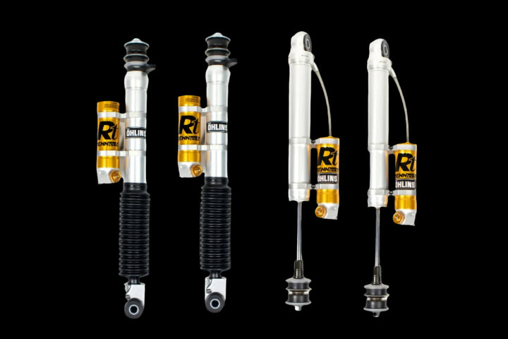 RENNtech Performance Shocks for Mercedes-Benz G-Class W463, featuring Öhlins technology and external reservoir for luxury ride and superior handling.