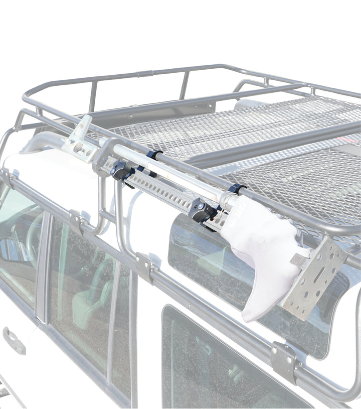 Close-up of the GOBI HI-Lift Attachment, highlighting its anti-theft locking knobs and durable black powder coating.