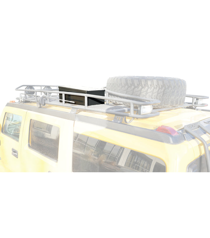GOBI Large Tool Box installed on a Ranger Roof Rack, showcasing its spacious storage capacity and secure lockable design.