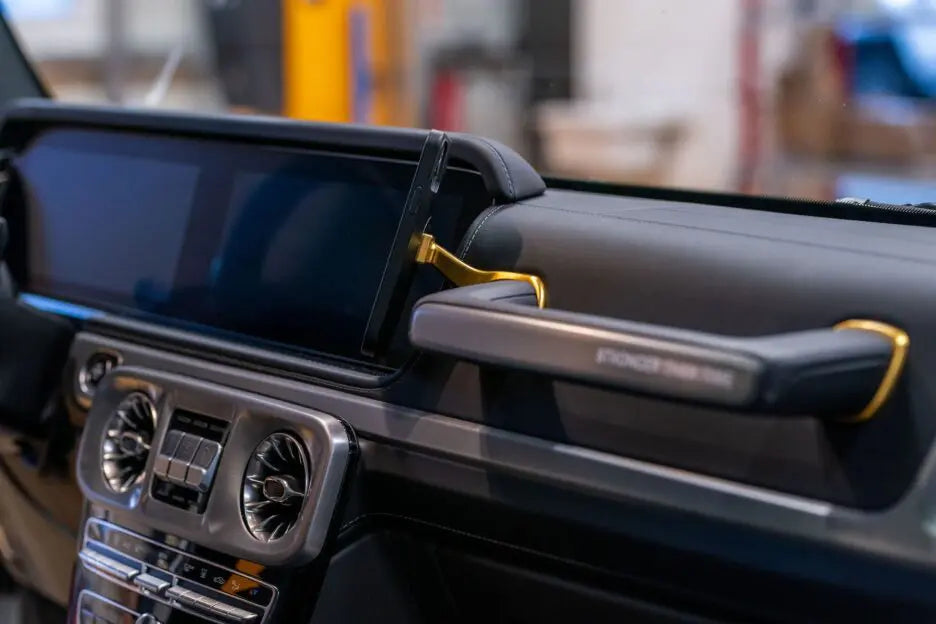 LETECH Mobile Phone Holder designed to provide a secure and stylish solution for mounting your mobile phone in the Mercedes-Benz G-Class (W463A/W465).