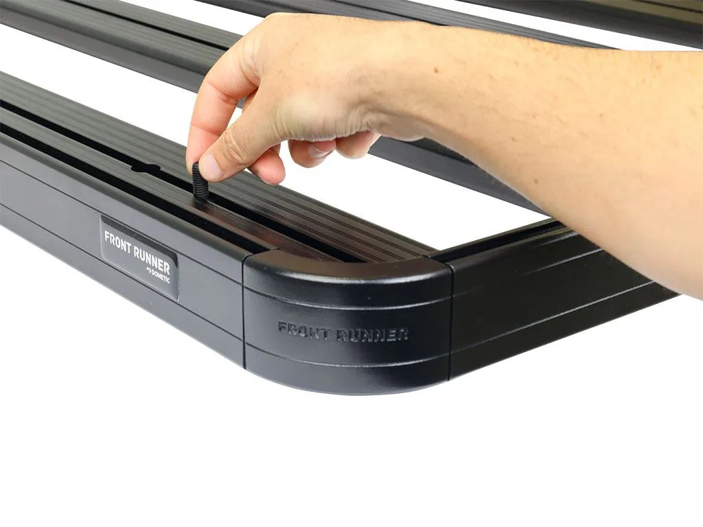 Close-up of the t-slot channels on the Slimline II tray, allowing versatile mounting options for accessories and gear.
