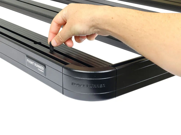 Close-up of the t-slot channels on the Slimline II tray, allowing versatile mounting options for accessories and gear.