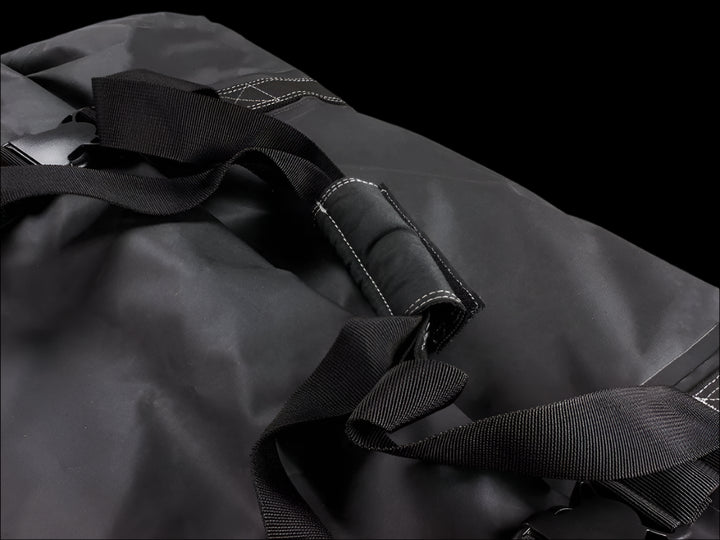 Typhoon Bag with soft-grip side handles, ready for transport to camp, highlighting premium outdoor storage.