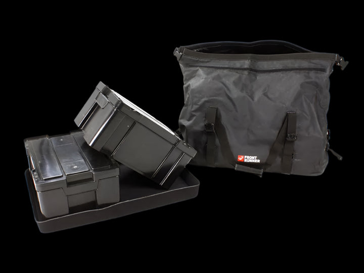 Interior view of Typhoon Bag showing removable base tray for easy packing and added durability.