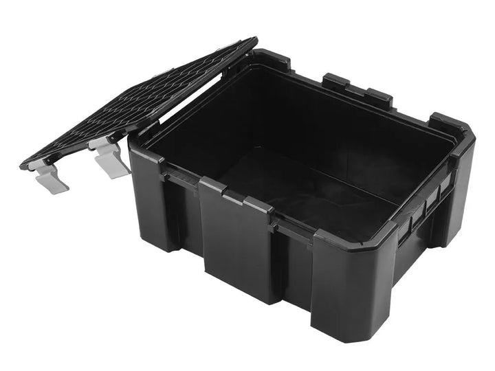 Side view of Front Runner Wolf Pack Pro with nesting design for secure stacking in vehicle cargo space.