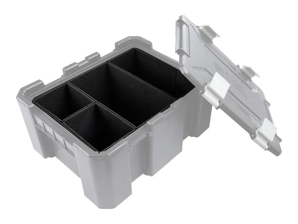 Front Runner Storage Box Foam Dividers in use, showcasing modular organization for overlanding and camping essentials